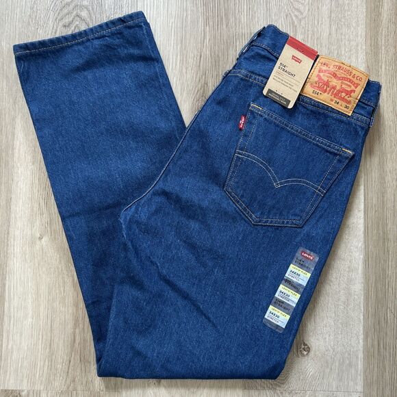 Levi's 514 Mens 34X30 Straight Leg Blue Jeans Medium Wash Denim Stretch Casual